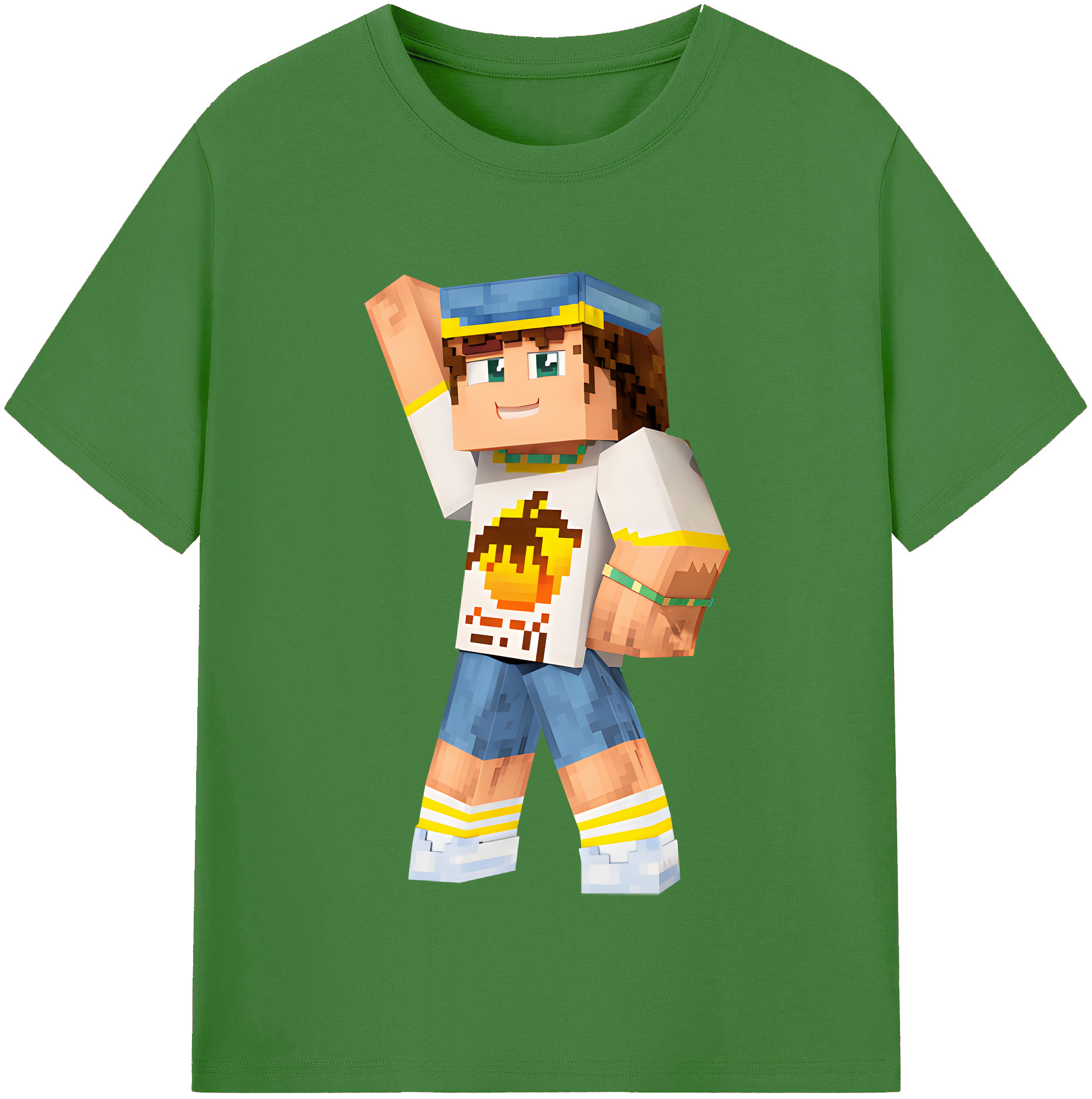 （画像用） マインクラフト ブロックの世界 Minecraft MC Block world レディースカジュアルプリントTシャツ（綿100％）